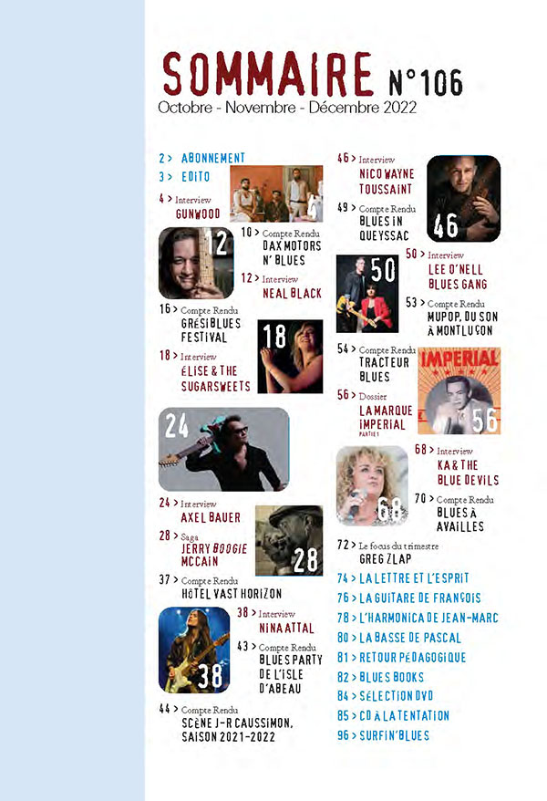 Sommaire BLues Magazine N°106