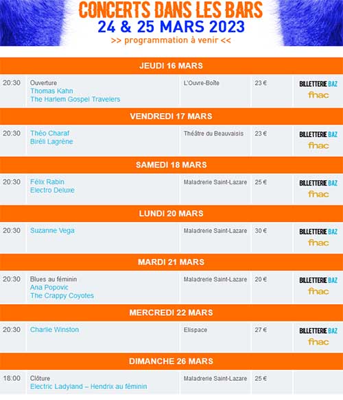 Blues Autour du Zinc 2023 prog